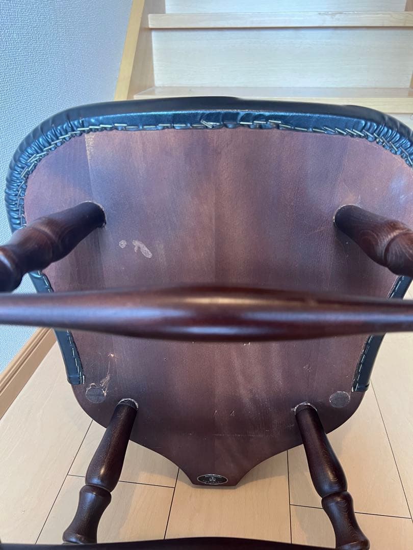 秋田木工　ヴィンテージ　チェア　希少　鋲打ち　ダークブラウン スピンドルチェア