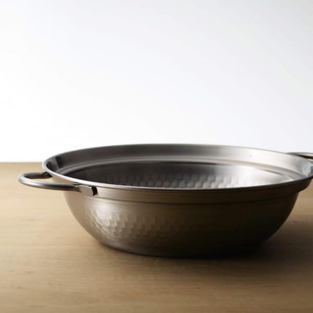 肴七味 日本製　ステンレス　卓上鍋　24cm 新潟県燕市　ミトン付き