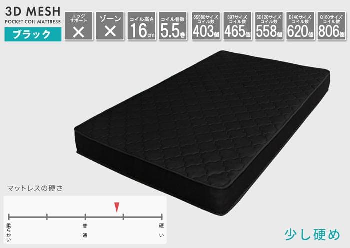 【ブラック　ダブル　マットレス付】便利な宮付きフロアベッド　ローベッド