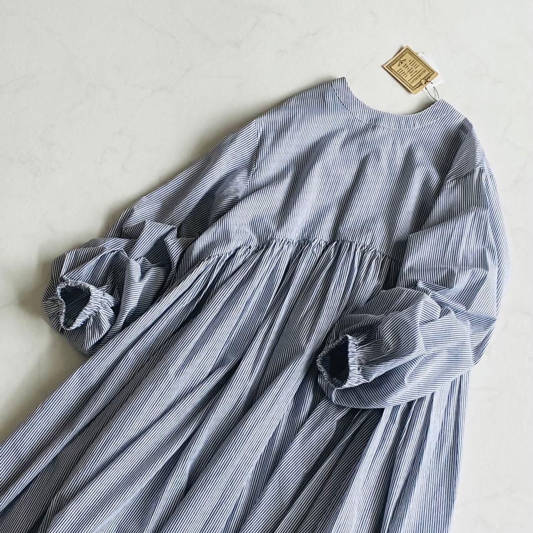 BEARDSLEY 先染め ギャザー チュニック ワンピース ストライプ