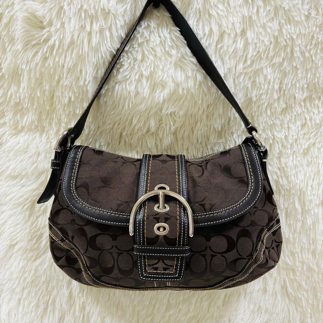 【美品】COACH ソーホー シグネチャー ワンショルダー10297 ブラウン
