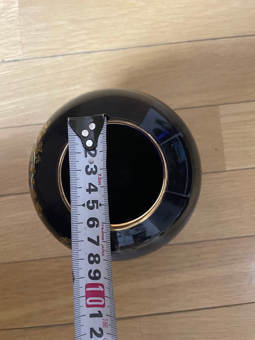 【共箱付き】花瓶 金彩孔雀文 花器 壺 高さ約15cm 伝統工芸