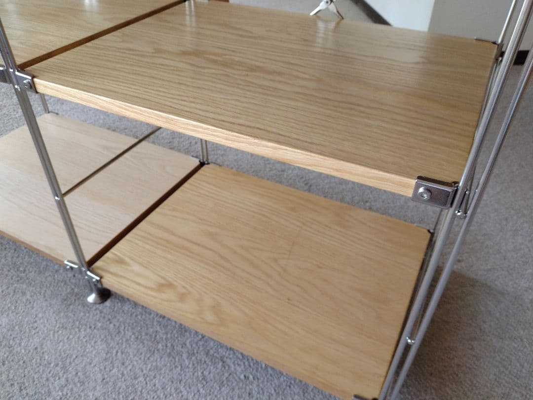 【美品】MUJI無印良品 ステンレスユニットシェルフ小56cmオーク材4段連結