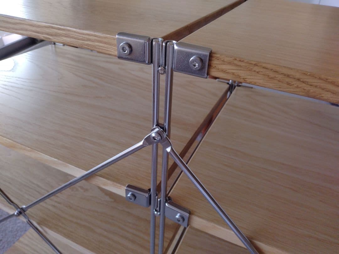 【美品】MUJI無印良品 ステンレスユニットシェルフ小56cmオーク材4段連結