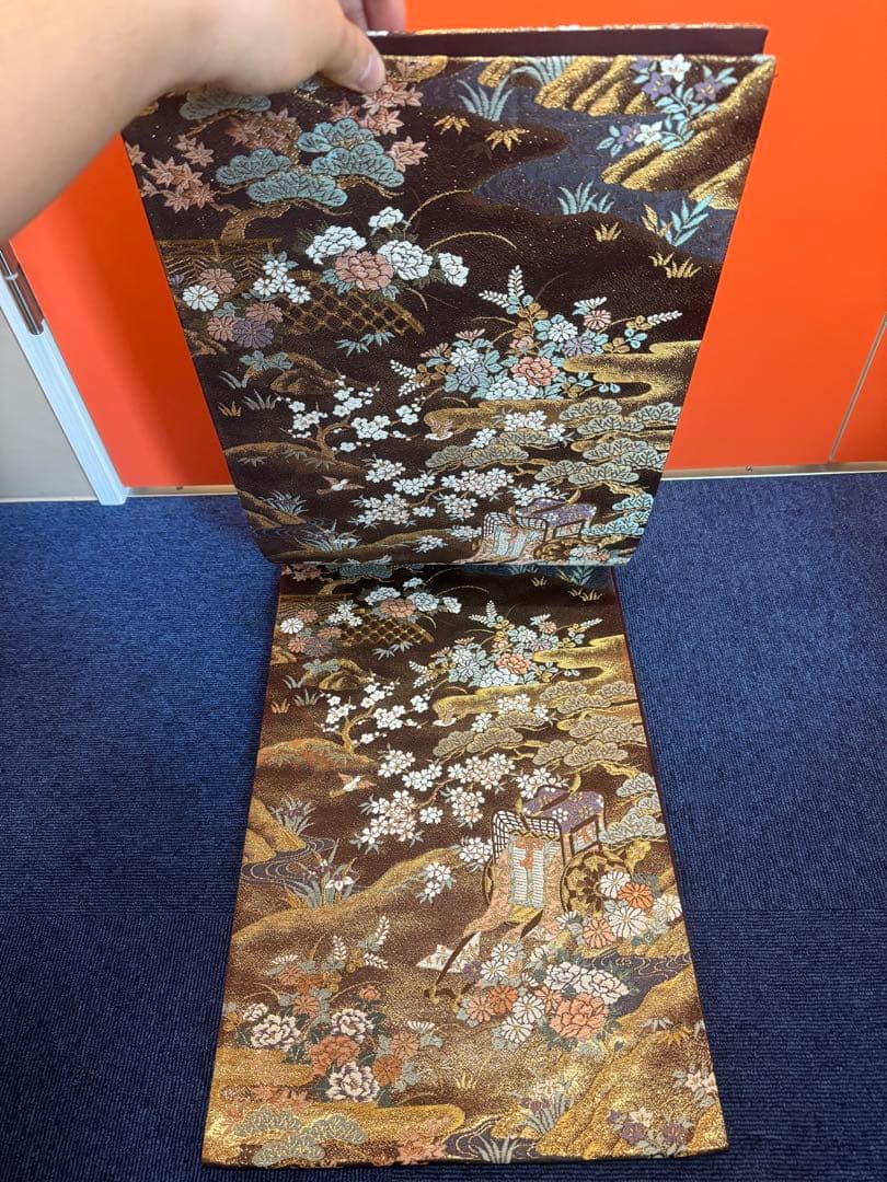 1922 袋帯 古代彫金紋  西陣織   金糸　高級上質上品　約440cm未使用