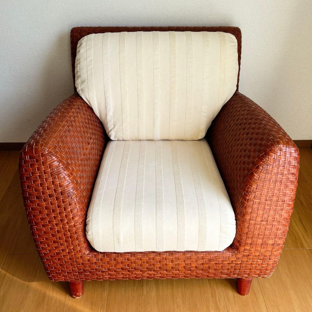 【希少】日本フクラのひとりがけソファー　マロニー　本革　モダン家具HUKLA