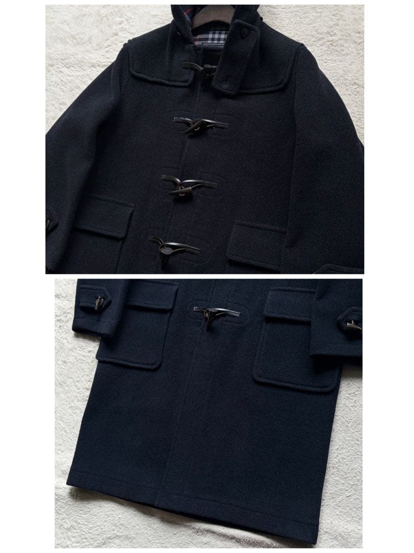【極美品】バーバリーズ ダッフルコート ヘリンボーン 裏地チェック ネイビー M