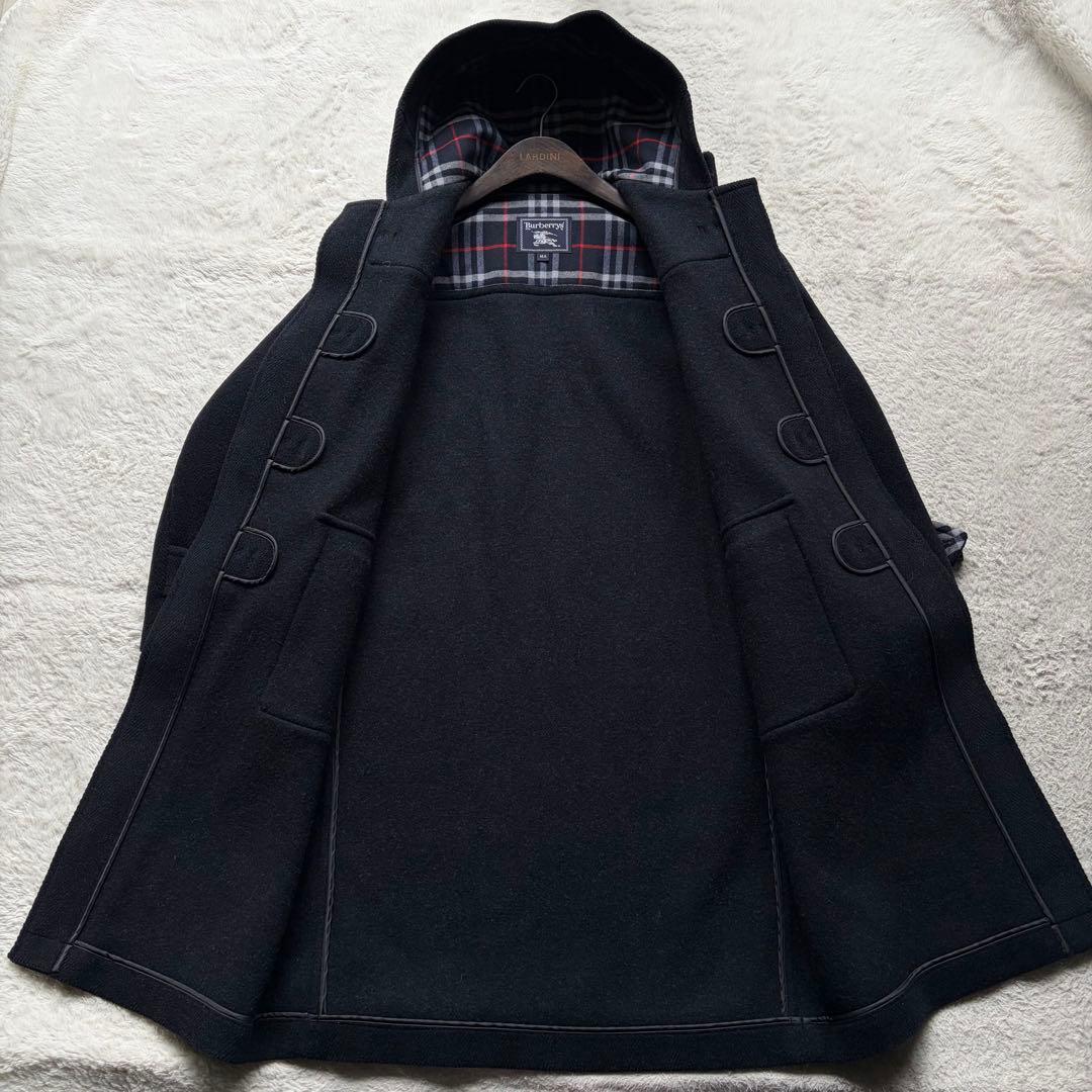 【極美品】バーバリーズ ダッフルコート ヘリンボーン 裏地チェック ネイビー M