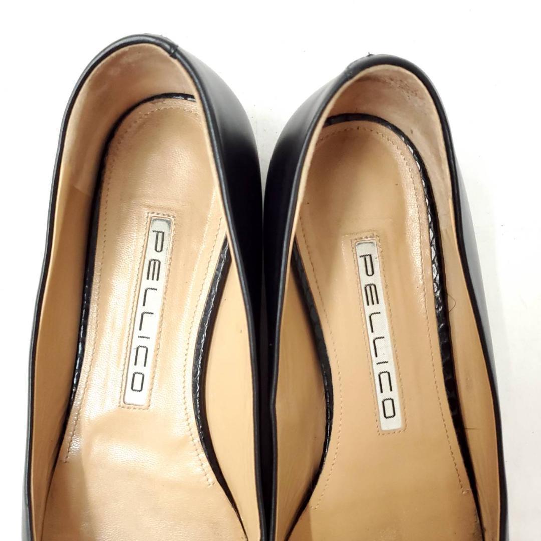 美　ペリーコ　アネッリフィッビア　ポインテッドトゥフラットパンプス　黒　25.5