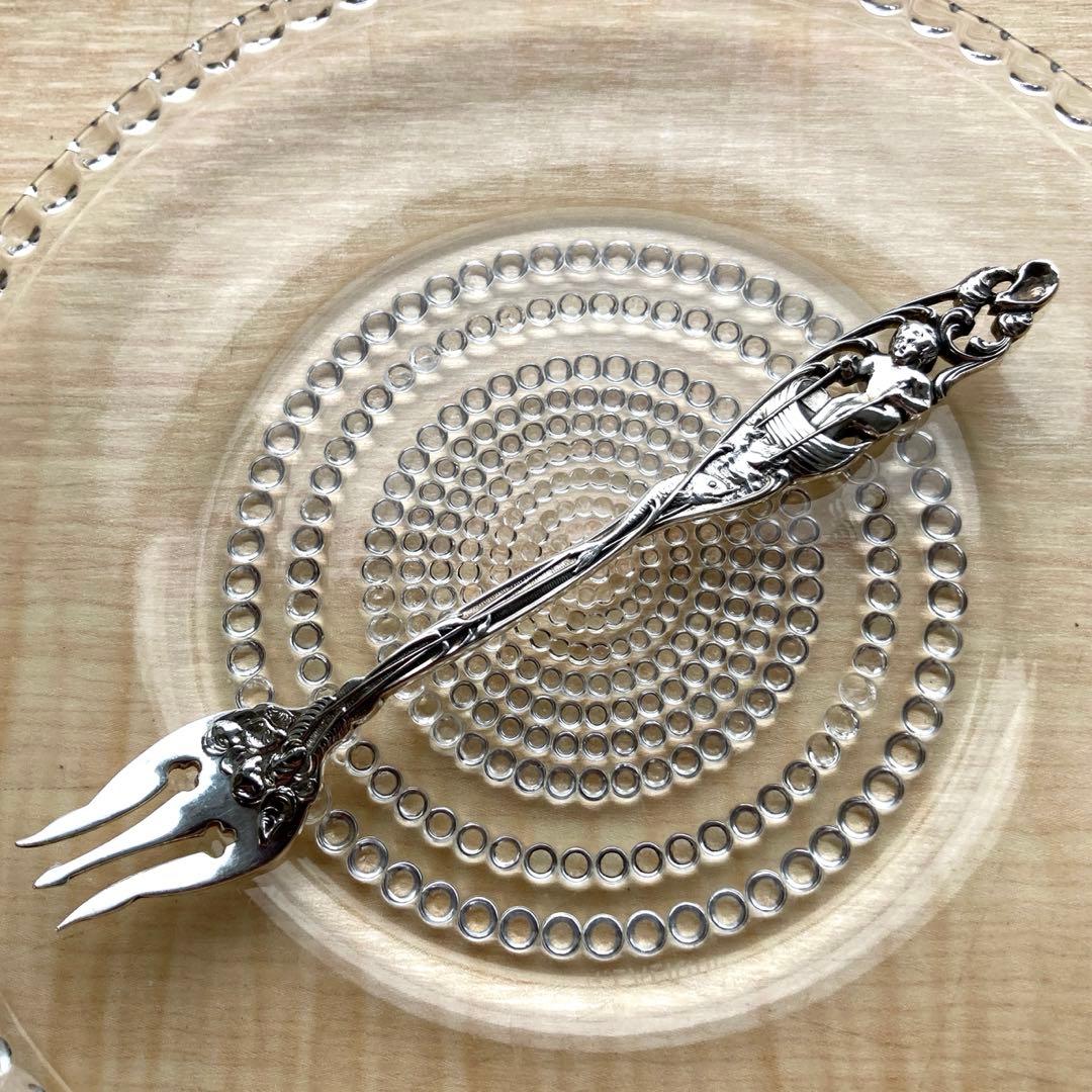 純銀　カクテルフォーク　キューピッド