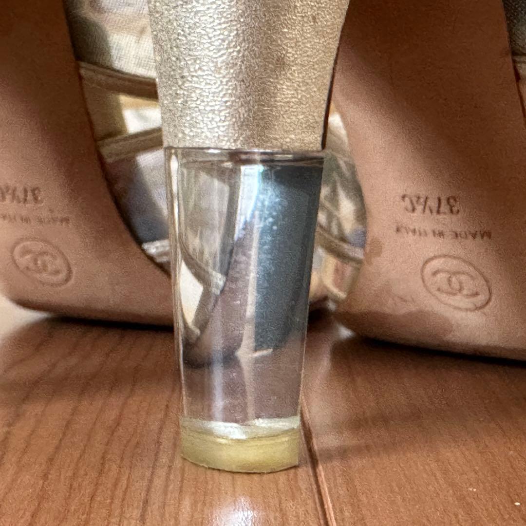 CHANEL 花柄メッシュサンダル 37.5C 24〜24.5㎝ ハイヒール
