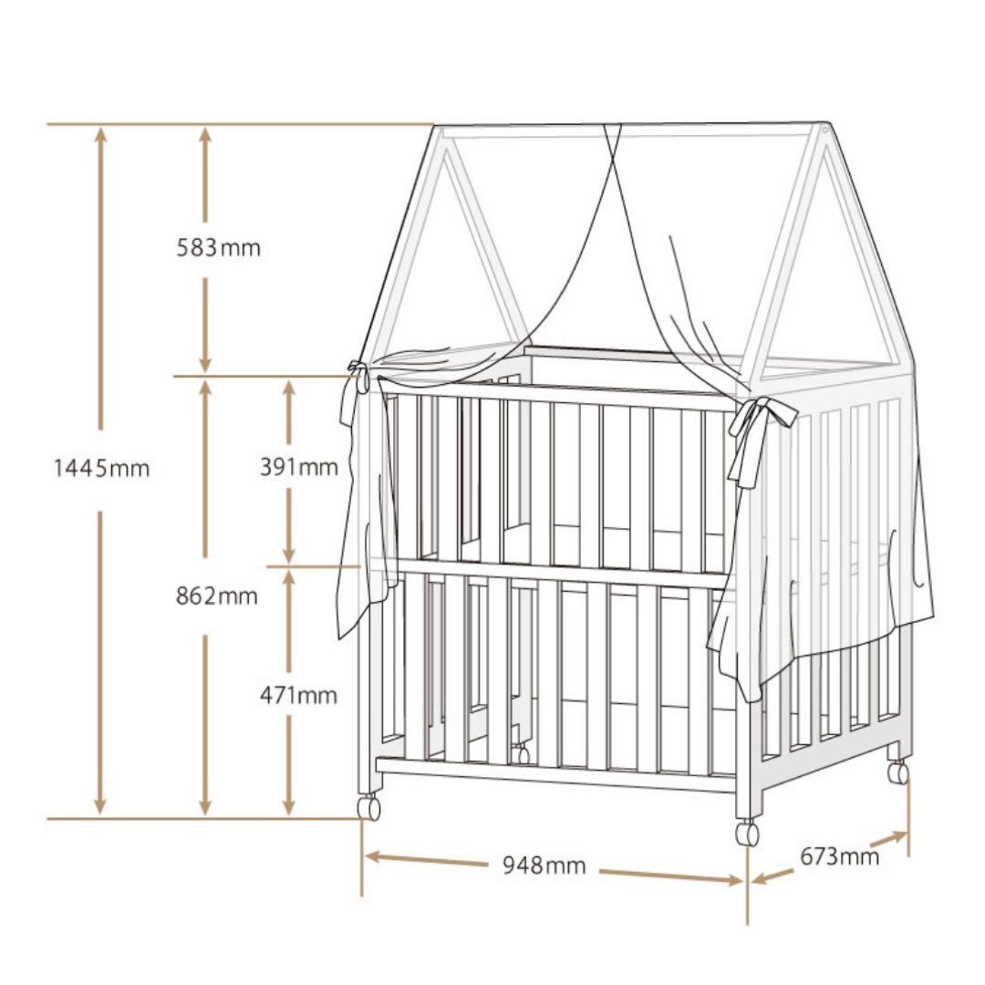 ディモワ 10mois キャノピー付き　ミニベッド&デスク / ベビーベッド