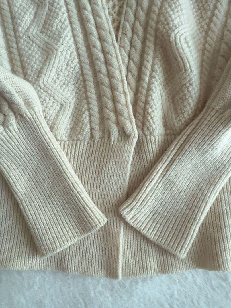 Cloth & Cross 長袖ケーブルニットカーディガン オフホワイト