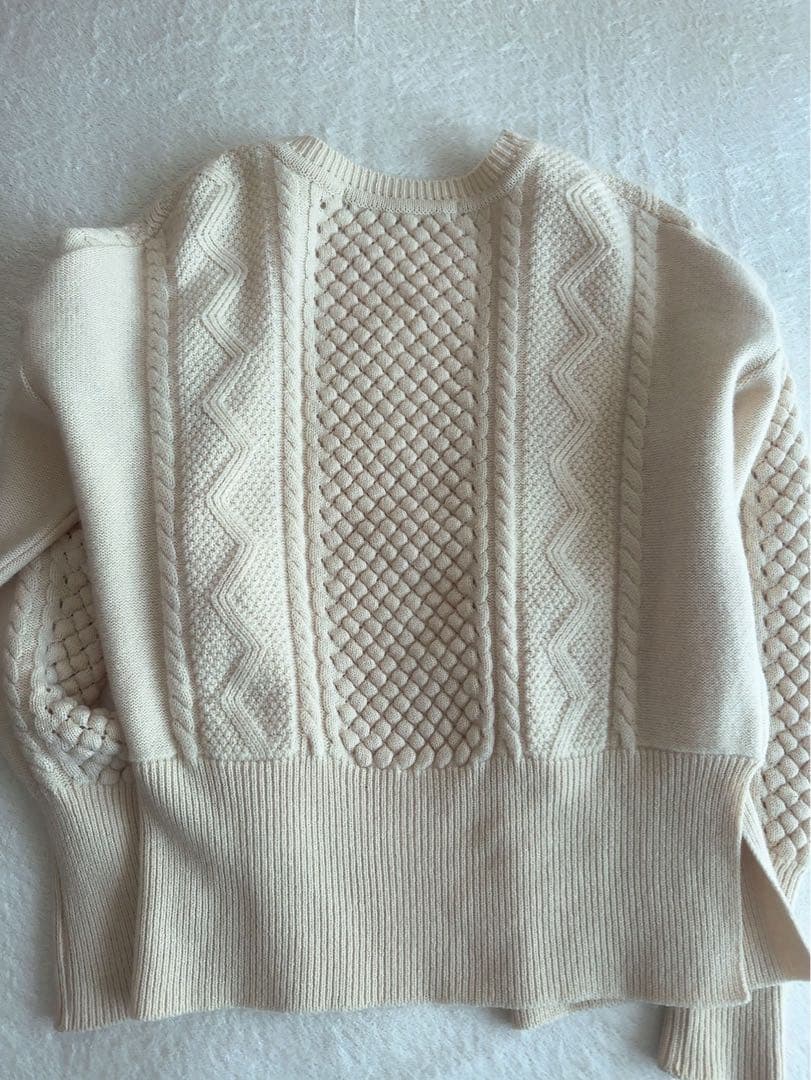 Cloth & Cross 長袖ケーブルニットカーディガン オフホワイト