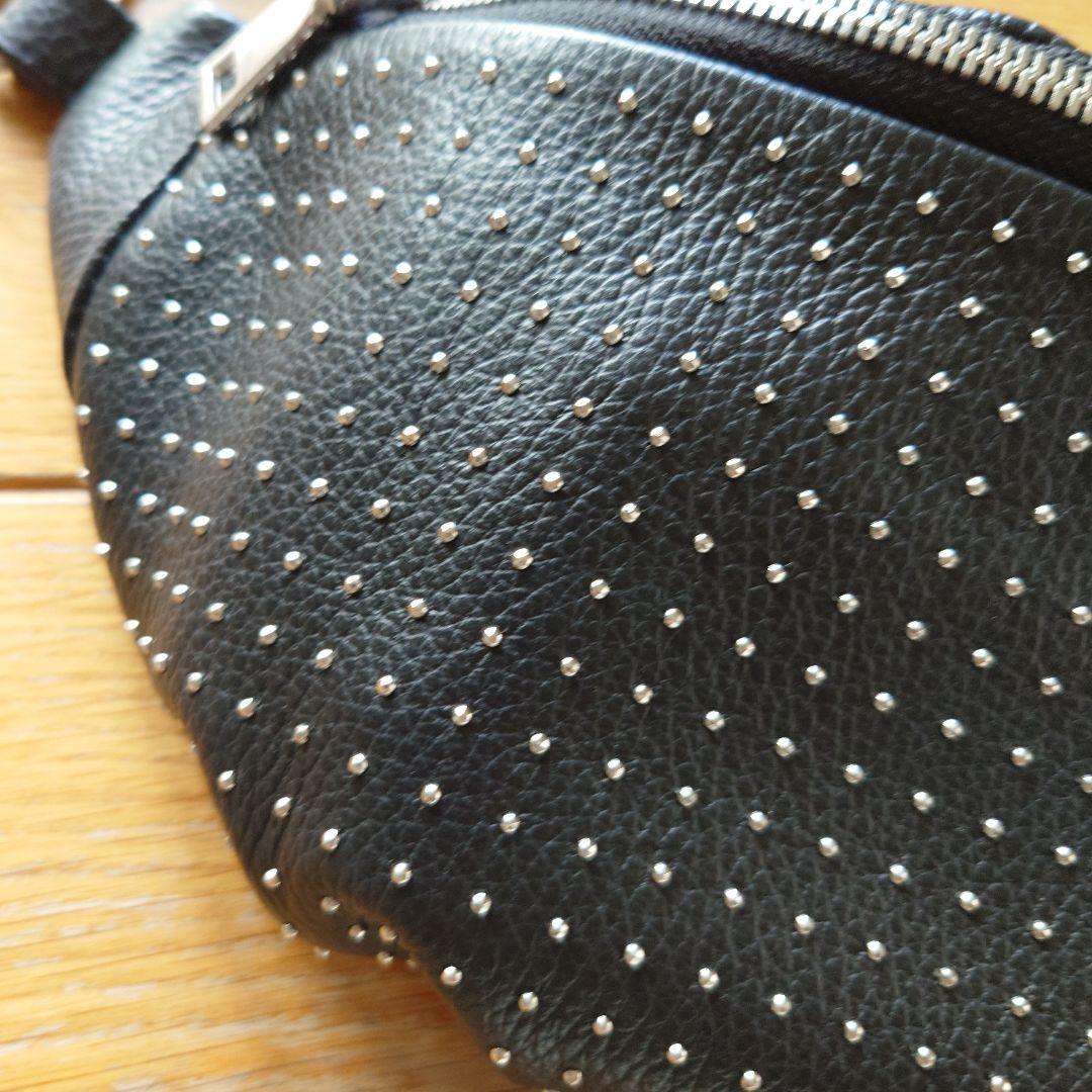 LANZETTI スタッズ ボディバッグ ウエストバッグ 牛革