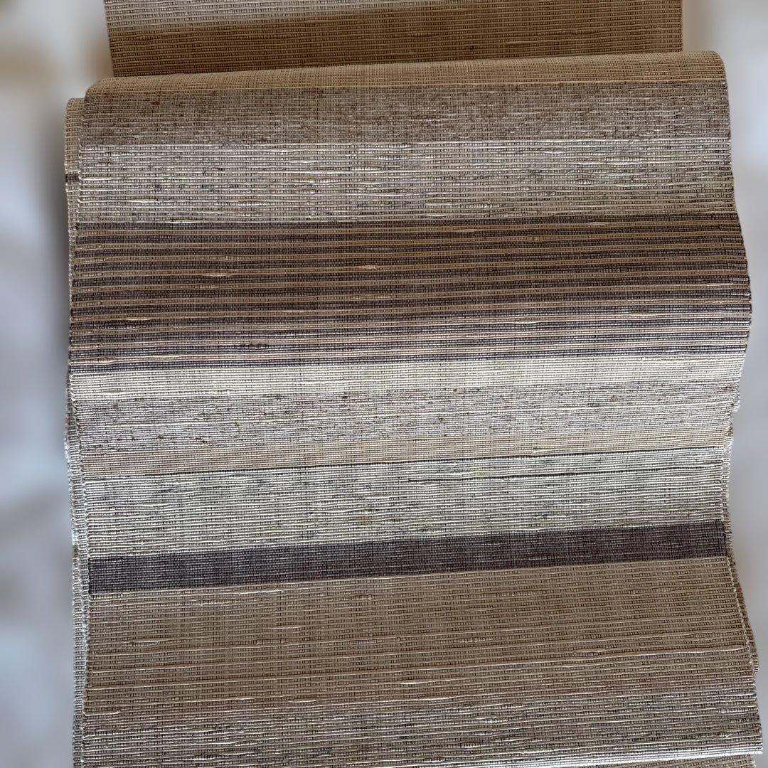 手織り名古屋帯 古代布　玉虫正直作