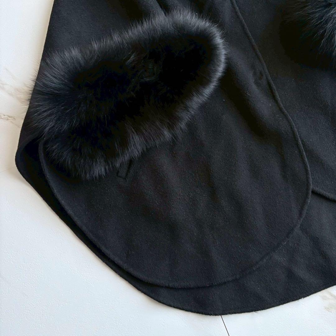 美品◆グレースコンチネンタル フォックスファー ポンチョ ケープ コート