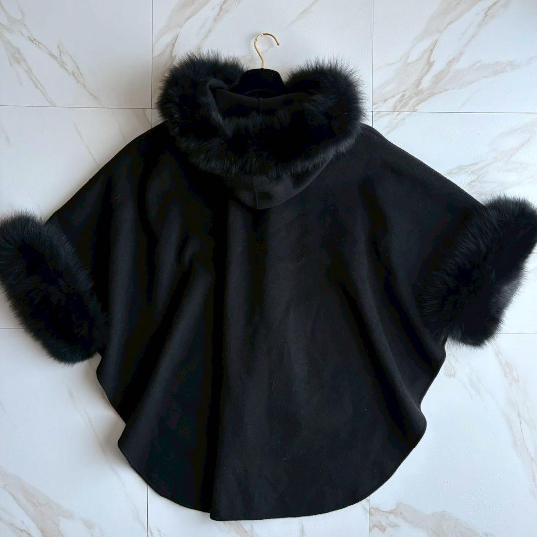 美品◆グレースコンチネンタル フォックスファー ポンチョ ケープ コート