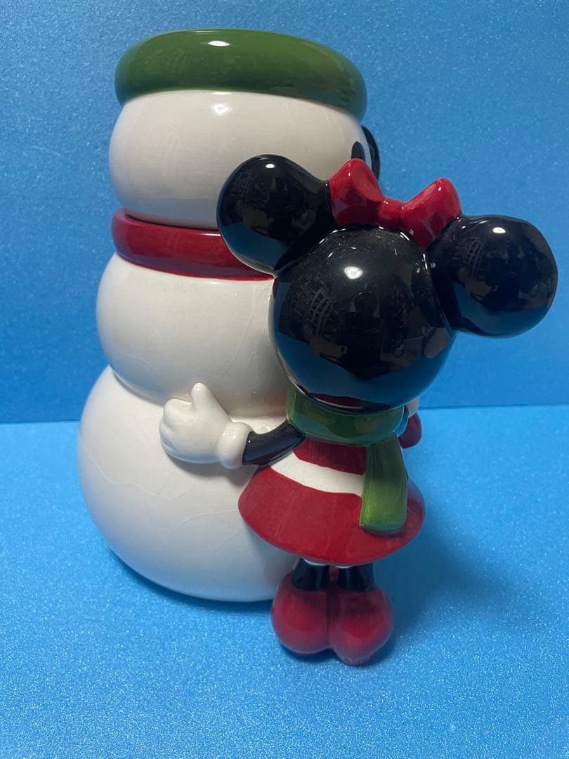 ディズニー　ミッキーマウス&ミニーマウス&雪だるま　クッキージャー　フィギュア