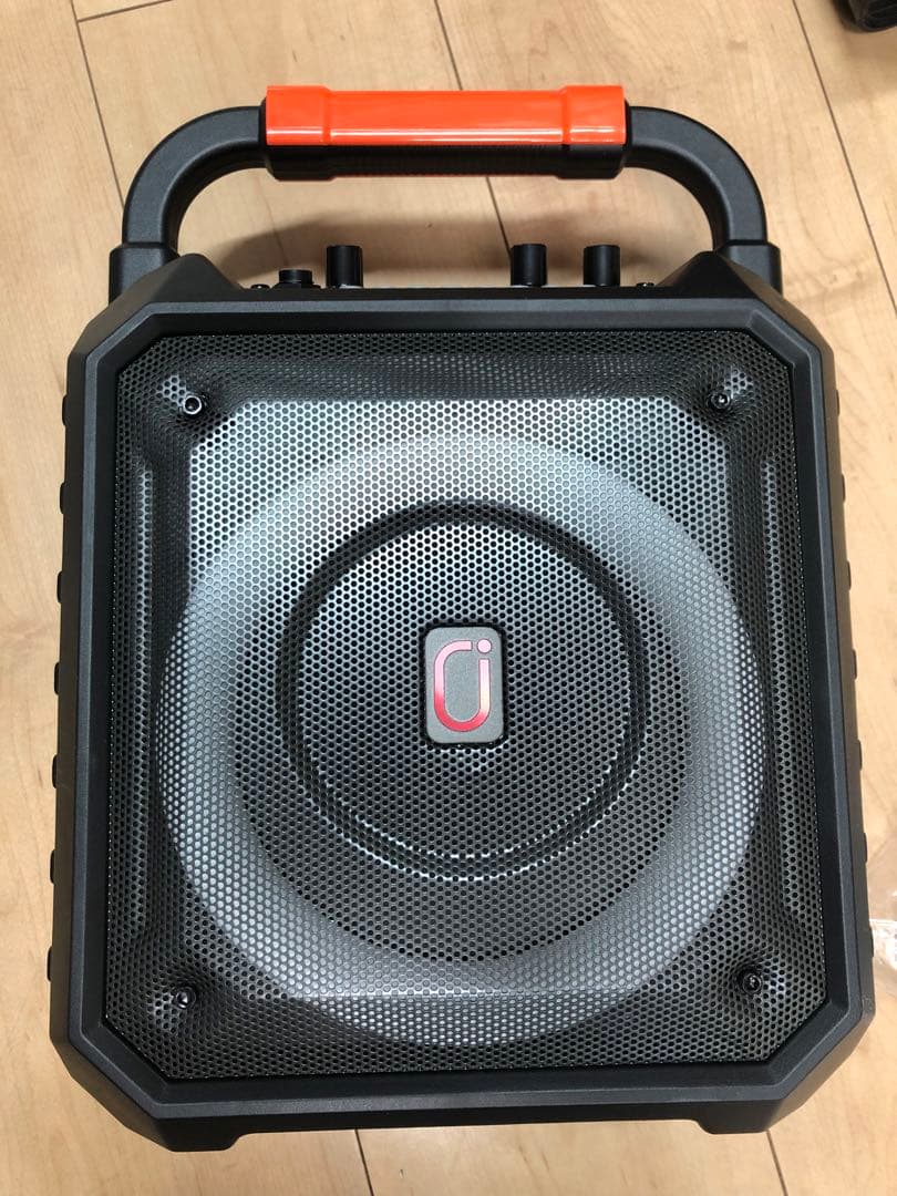 ポータブルスピーカー カラオケ 本体超軽量 ワイヤレスマイク2本付き スピーカー