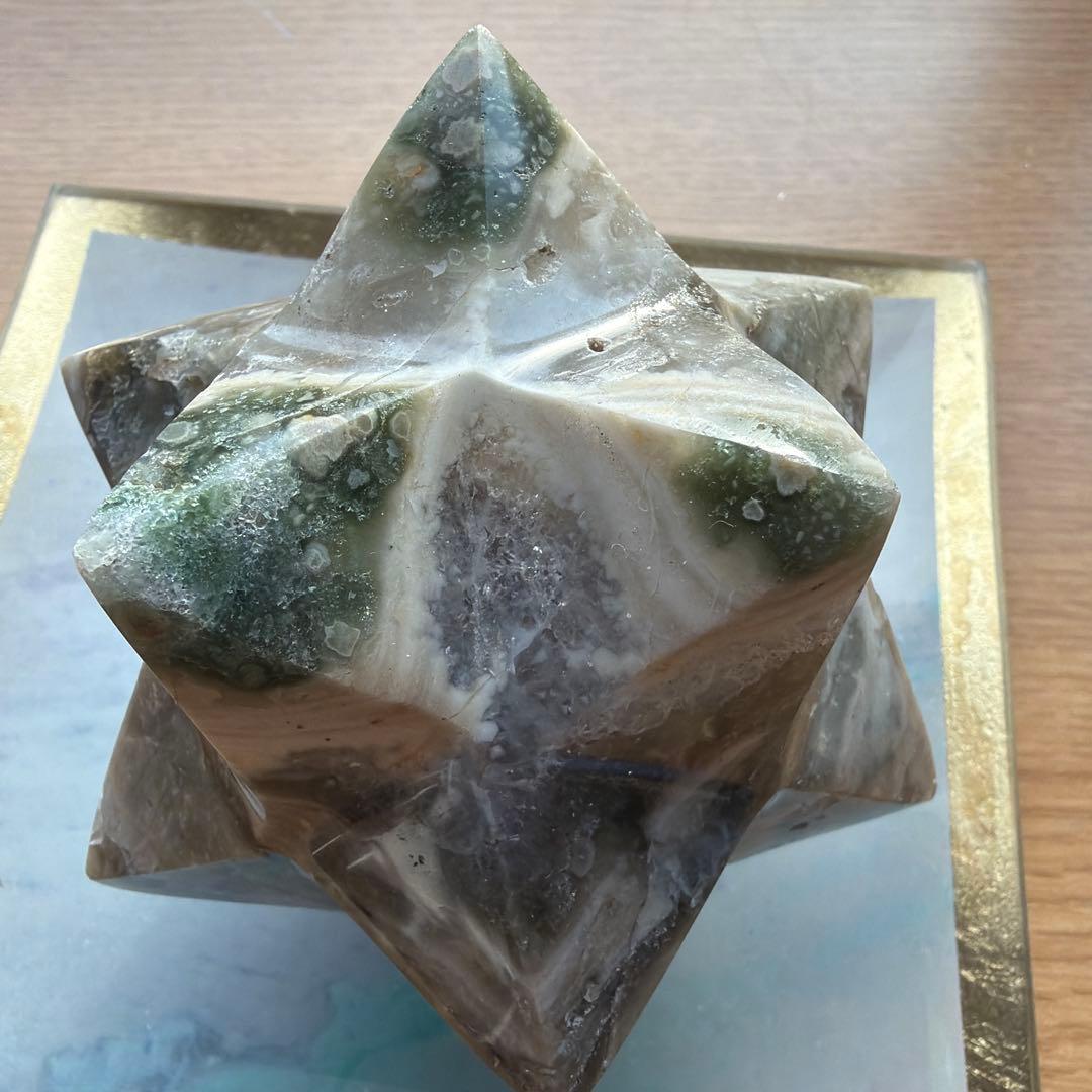 ✨オーシャンジャスパーのアステロイド✨ジオード、虹あり　五芒星　六芒星　天然石