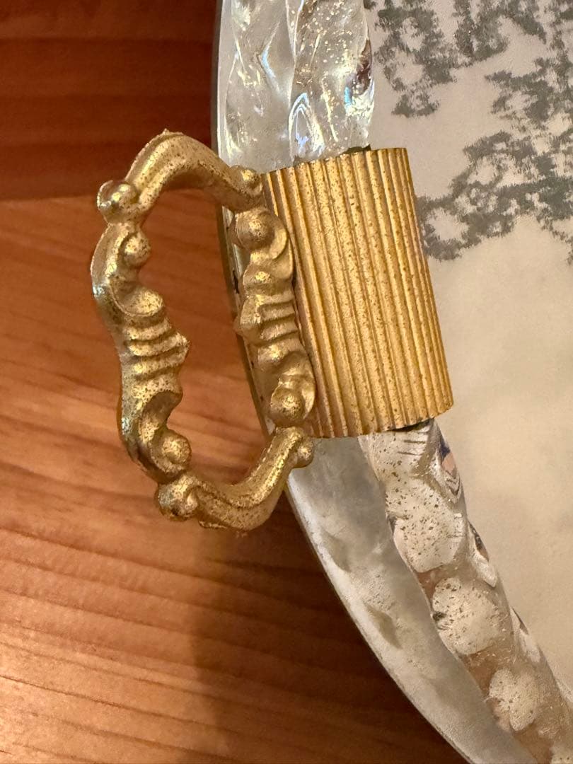 イタリア製 ベネチアンガラス ミラー　ムラーノガラス　金彩　ビンテージ