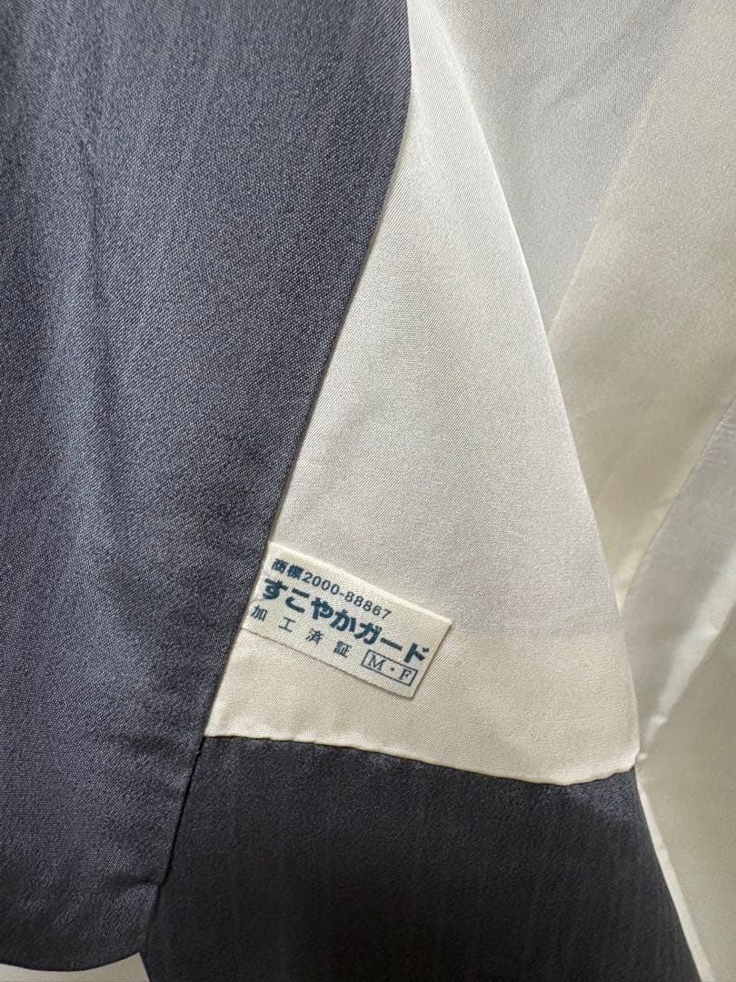 美品★大島紬　訪問着　花　松葉　刺繍　トールサイズ　ワイドサイズ　グレー　鉛色