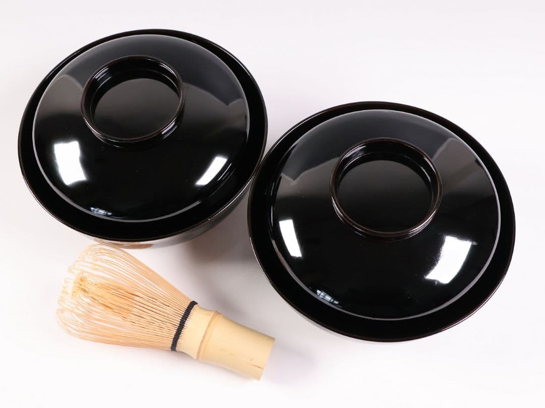 【MB193】天然木漆塗 鳳凰桐唐草 金蒔絵 黒塗 吸物椀 二客 大正昭和