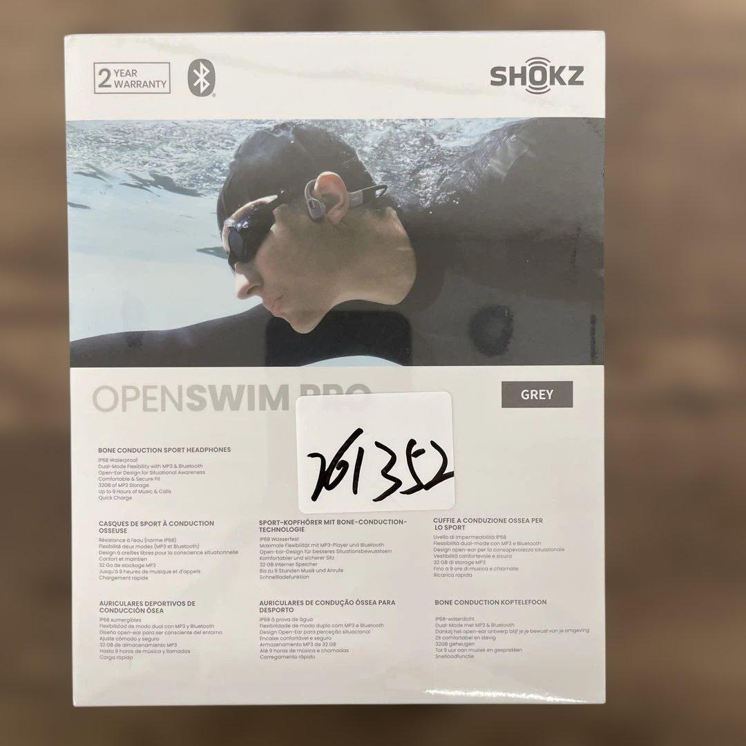 261352 Shokz OpenSwim Pro骨伝導イヤホン 水泳用グレー