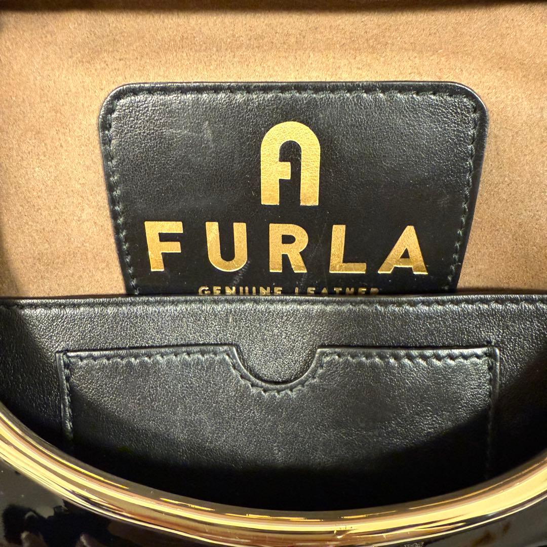 美品 現行　フルラ ポルタジョイア ブラックレザー ショルダー・斜め掛けバック