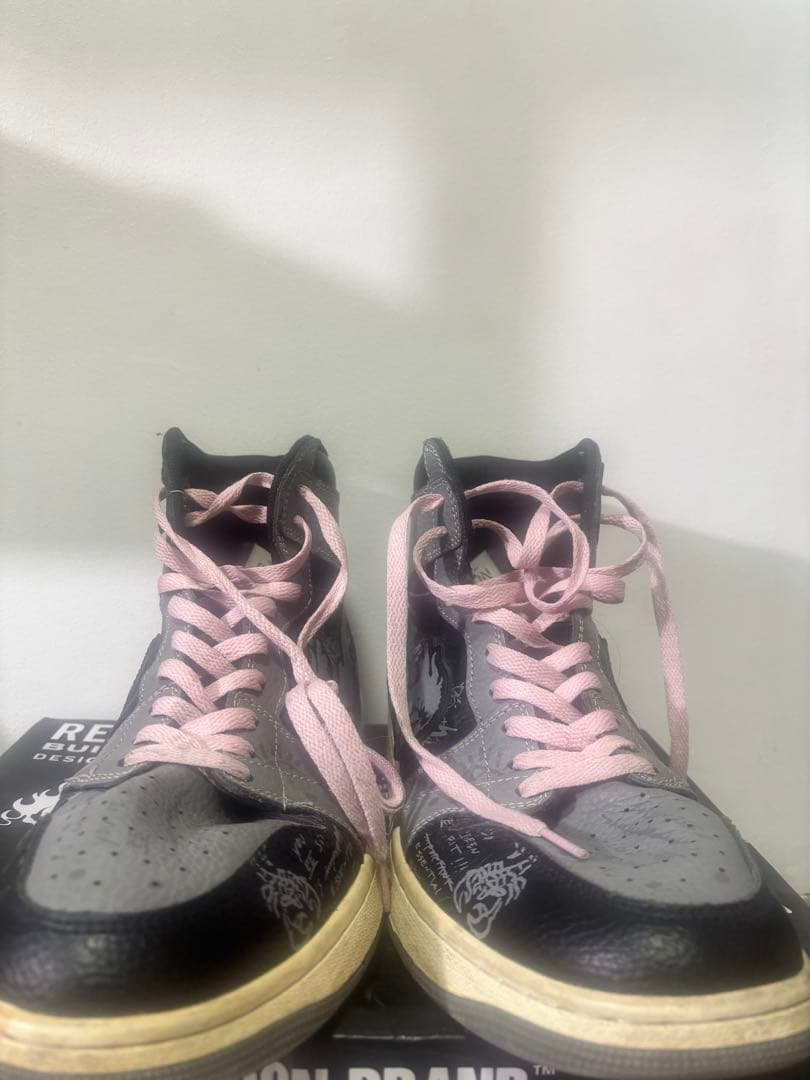 【箱付REASON CLOTHING ハイカットスニーカー スカル グラフィック