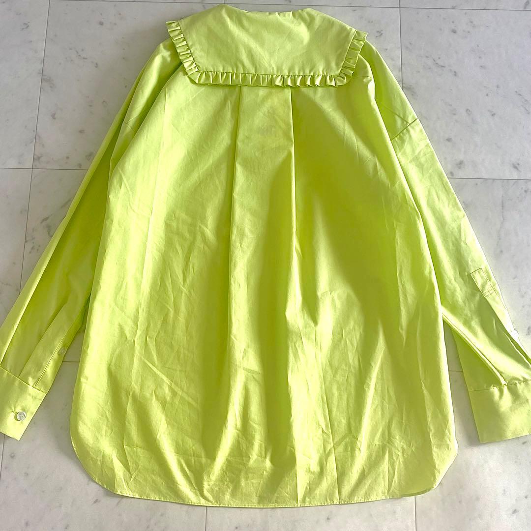 新品タグ付き エンフォルド ENFOLD 25AW フリルカラーシャツ ライム