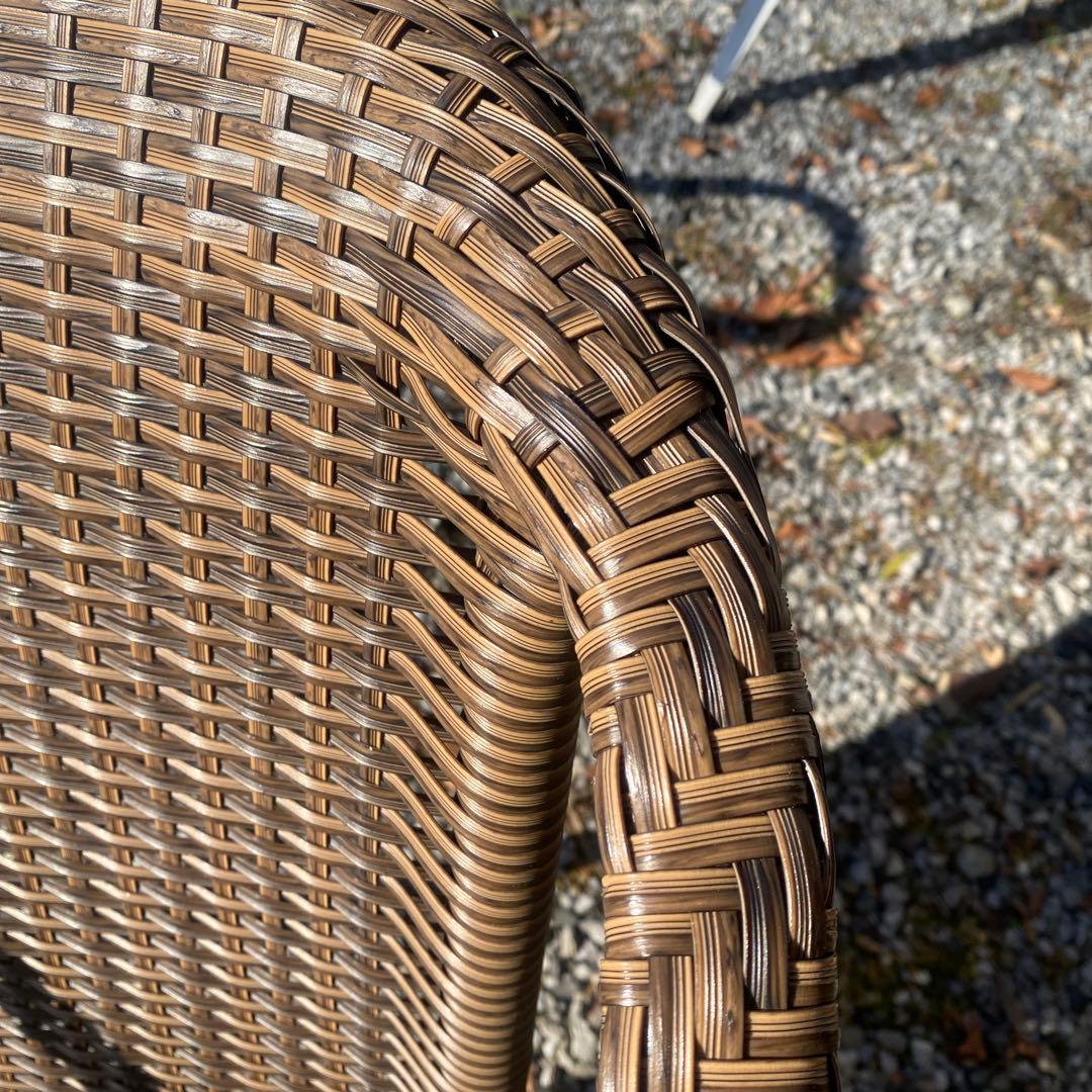 bell chaise ベルチェアー　ブラウンラタン風アームチェア2脚セット