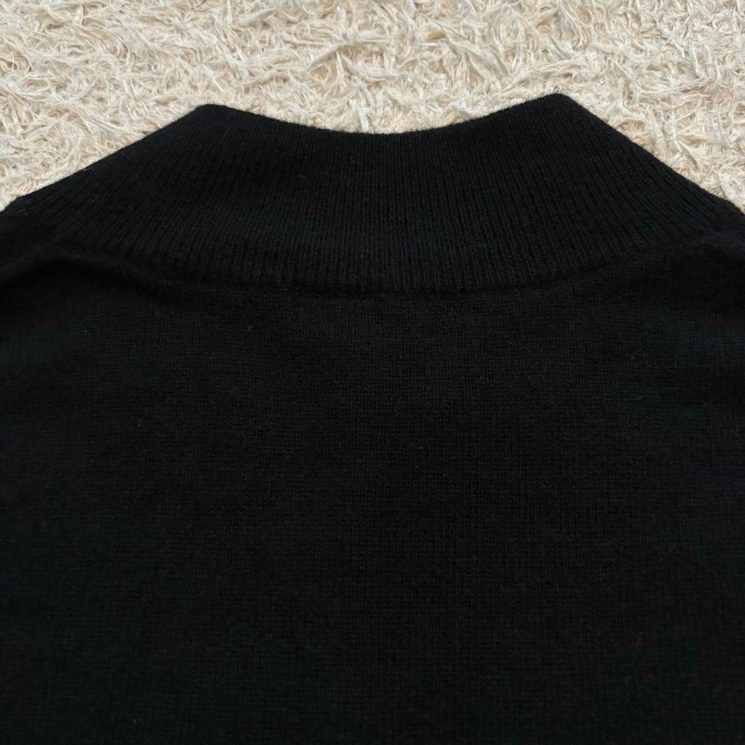 ★カシミヤ混 XLサイズ★ バーバリー ニット ヘンリーネック ホースロゴ 黒