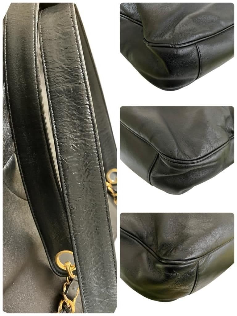 CHANEL シャネル ラムスキン トート ショルダーバッグ ブラック シール有