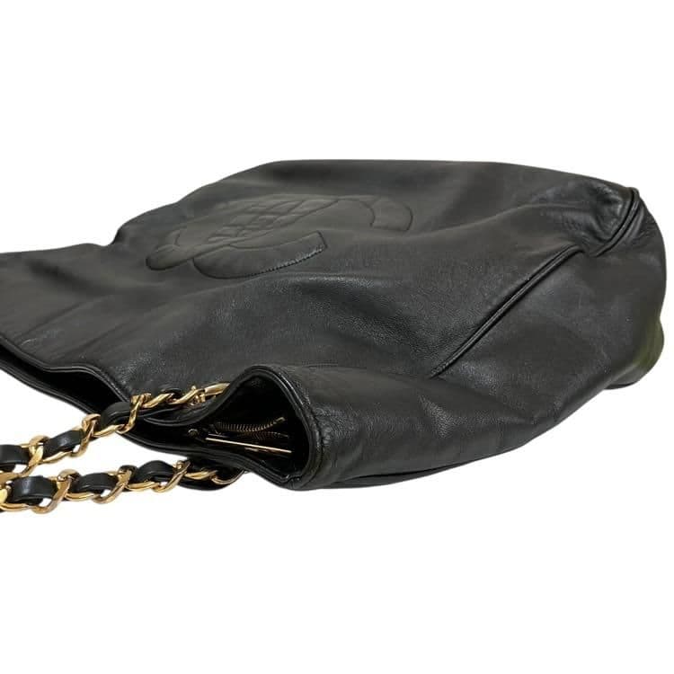 CHANEL シャネル ラムスキン トート ショルダーバッグ ブラック シール有