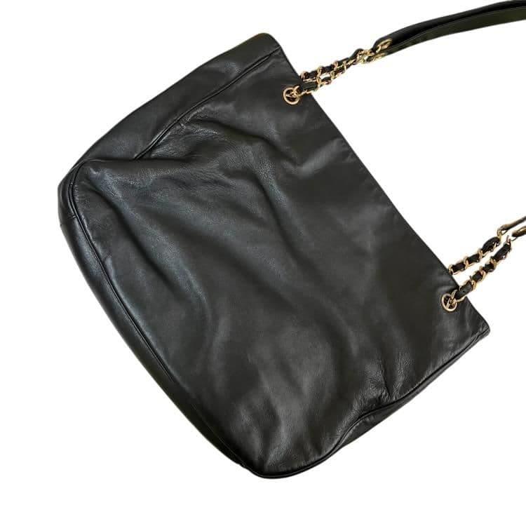 CHANEL シャネル ラムスキン トート ショルダーバッグ ブラック シール有