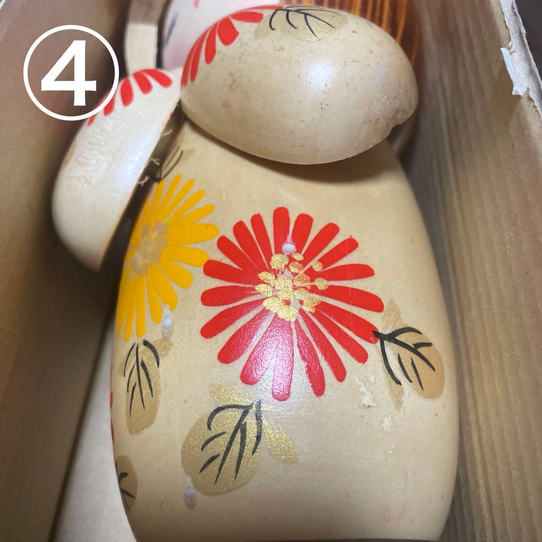 創作こけし（箱あり）　宮下はじめ　おとめ菊　4体セット　すべて札付