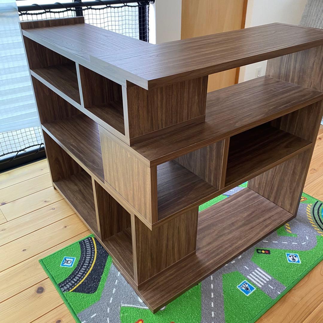 高さ88cm 本棚 棚 収納棚 ラック 伸縮ラック ロータイプ ブラウン