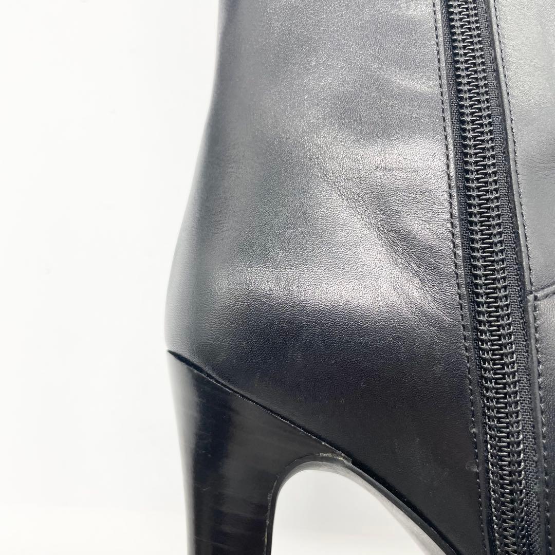 【美品】DIANA ダイアナ ロングブーツ サイドジップ レザー 黒 22.5