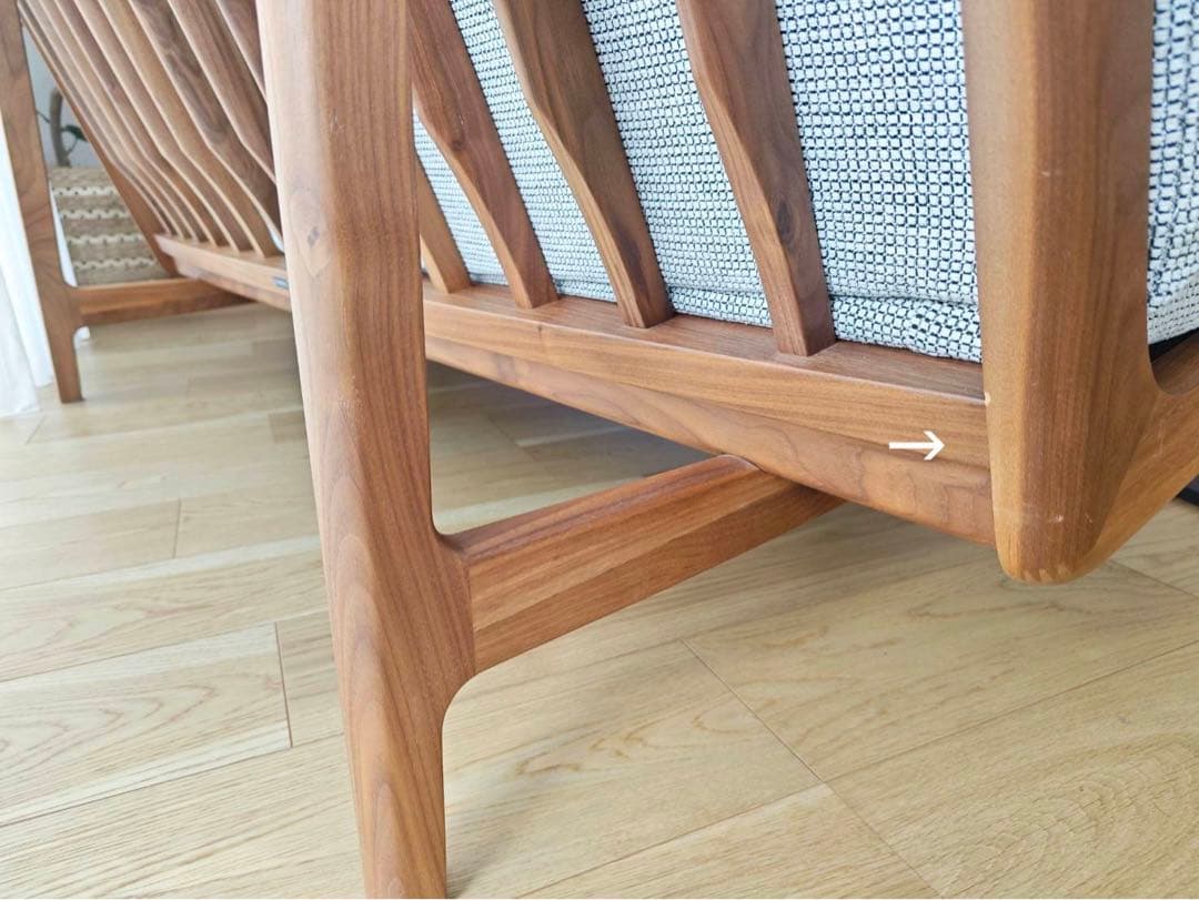 カリモク 木製フレーム ２人掛椅子ロングソファ グレー