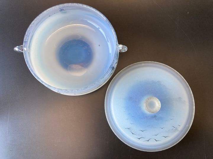 ドーム・ナンシー 阿蘭陀湖畔風景文　蓋物　エナメル　ジブレ グリザイユ　オランダ