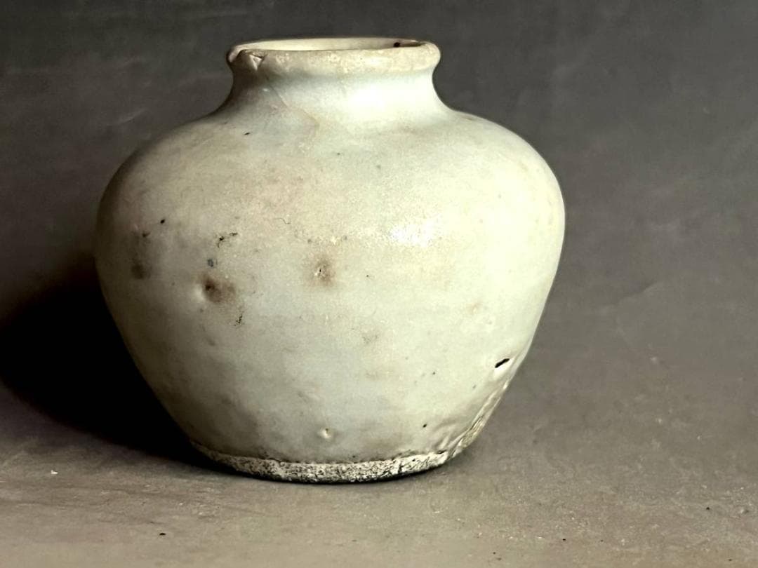 壷■李朝 小壺 白釉 水滴 オブジェ アンティーク 白釉 古玩 時代物 骨董品■
