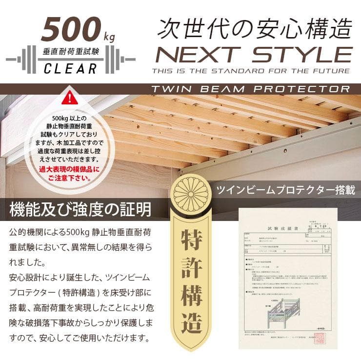 【九州～関東まで送料無料*】ロフトベッドhoney WHxVG　アウトレット02