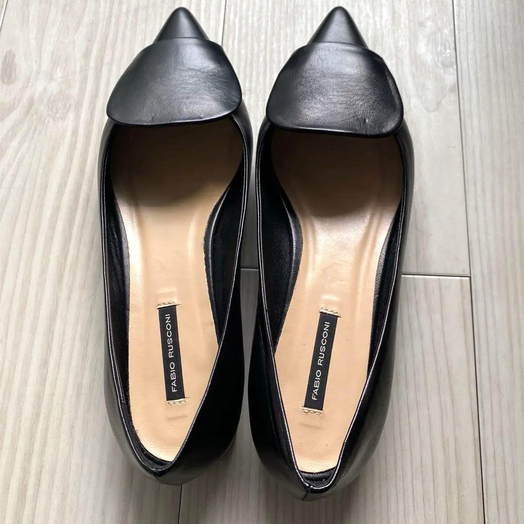 極美品ファビオルスコーニ ポインテッドトゥ フラットパンプス 24.5cm