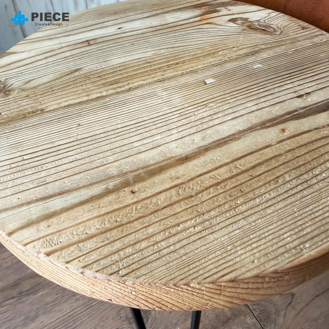 サイドテーブル 足場板 古材 アイアン 丸型 37cm ヴィンテージ カフェ ②