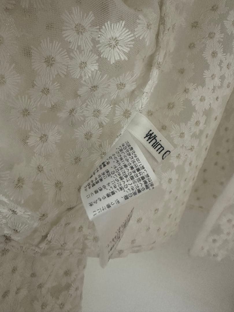 2025ウィムガゼット　刺繍レース ブラウス　花柄 シアー ホワイト 白