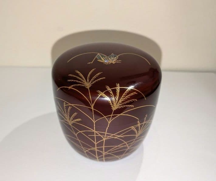 『鈴虫蒔絵』大棗　溜　吉田祥雲　漆器 茶道具 棗 秋　京塗師