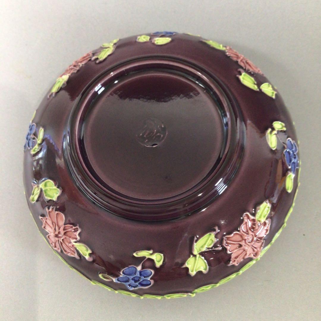 Ｓ２１８　香合　『平安　永泉造』『紫交趾』『鳳凰文』『丸香合』　共箱　茶道具