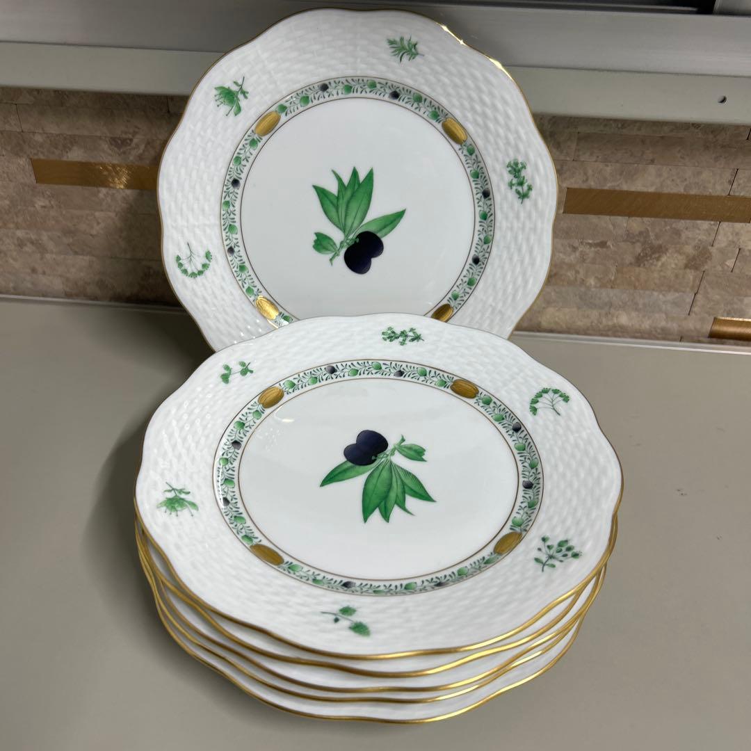 美品Herend HA 517 中皿 19cm 金彩 ヘレンドアピシウスのハーブ